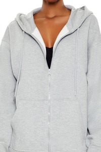 Sweat à capuche zippé oversize noir uni pour femme en molleton brossé, double couture, qualité supérieure, idéal pour les voyages - Product Image 6