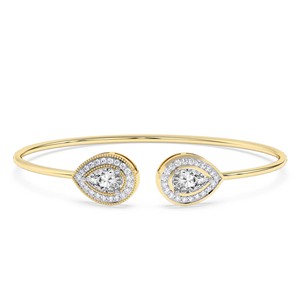 Brazalete de oro rosa de 14 quilates Thea Halo Flexi con diamantes de laboratorio (1 quilate) Tw. Joyería nupcial de lujo certificada por IGI para mujer, estilo minimalista - Product Image 2