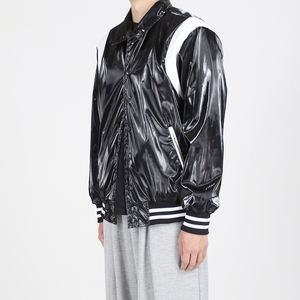 Chaqueta Varsity de Cuero PVC de Alta Calidad para Hombre, Cuello Alto, Estilo Urbano Premium, Ropa Deportiva de Béisbol - Product Image 5