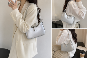 Beena's Women's Fashion Minimalist <b>Silver</b> Microfiber Waterproof Crossbody Shoulder <b>Bag</b> Single Strap Zipper Closure 25x15x8cm - Product Image 5
