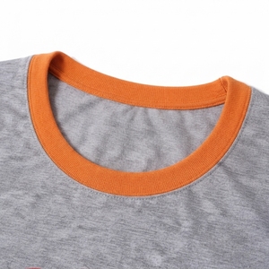 T-shirts Ringer décontractés pour hommes en coton 100% gris/orange de haute qualité, coupe classique, manches courtes, logo imprimé HD sur le devant - Product Image 3