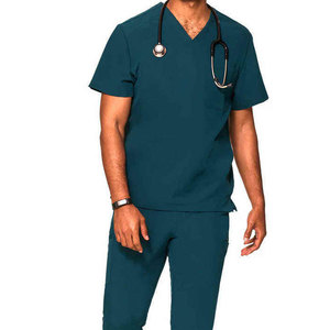 Tenue d'hôpital pour hommes la plus vendue, couleur personnalisable, faible MOQ, uniforme d'hôpital tricoté uni, vêtements d'hôpital en coton et polyester - Product Image 4