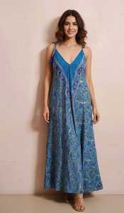 เดรสแฟชั่นวินเทจลายพิมพ์โบฮีเมียน สไตล์ลำลองหรูหราสำหรับผู้หญิง ชุดเดรสชายหาดสำหรับฤดูร้อน ชุดรีสอร์ทสำหรับผู้หญิงและเด็กผู้หญิง แบบยูนิเซ็กส์ - Product Image 5