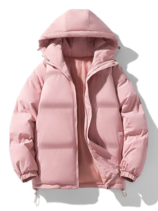 Chaquetas Acolchadas con Capucha para Mujer, Tejidas en Invierno, Color Morado, Personalizables al por Mayor, Nueva Grosoración Estándar, Exterior de PU, Forro de Algodón - Product Image 6