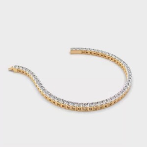 Round Moissanite Diamond Bracelet for Women and <b>Men</b>, Mix Cut Diamond Bracelet For Wedding, Yellow Gold moissanite Bracelet - Product Image 3