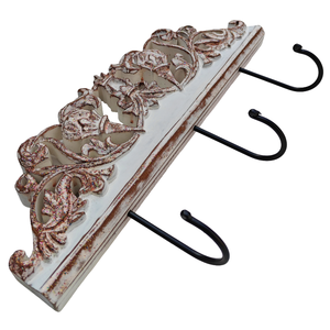 Smart Art Wood Carving Home <b>Key</b> & Clothing Storage White Wash Hanging 3 <b>Hooks</b> Handmade <b>Wall</b> <b>Key</b> Hanger Engineered Wood <b>Key</b> <b>Hooks</b> - Product Image 3