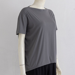 T-shirt de sport pour femme à manches courtes, élastique, pour l'été, la course, l'exercice, le yoga, 100 % coton - Product Image 6