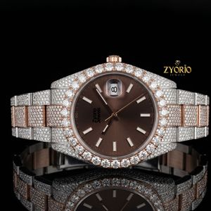 Reloj de Lujo con Incrustaciones de Moissanita para Hombre, Personalizado en Dos Tonos, Oro Rosa y Acero Inoxidable, con Diamantes - Product Image 5