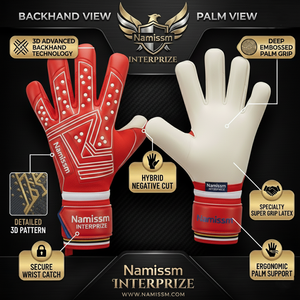 Namissm Interprize Export USA And Australia Football Goalkeeper Gloves With Hybrid Negative Cut And Deep Embossed Palm Grip - Product Image 5