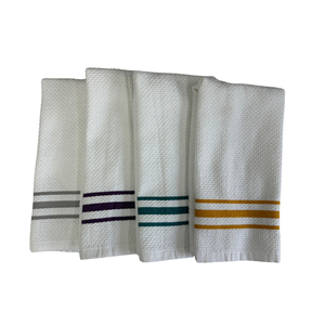 Serviette de cuisine en tissu gaufré de haute qualité, prête à l'emploi |   Couleur blanche avec motif de bordure pour l'hôtellerie et l'usage domestique en provenance d'Inde - Product Image 1
