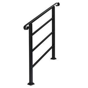 Transitional Wrought Iron Handrails for Outdoor Steps 1-3 Steps with Installation Kit Black Assistive Devices - Product Image 2