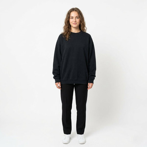 High-Quality Custom Logo Heavyweight 360g <b>Black</b> <b>Sweatshirt</b> <b>Plain</b> Oversized Streetwear Crewneck Unisex Blank <b>Sweatshirt</b> Wholesale - Product Image 4