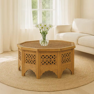 Table basse extensible et convertible en bois massif, style classique moderne et luxueux, personnalisée par Kusum Art, pour salon, décoration intérieure. - Product Image 1