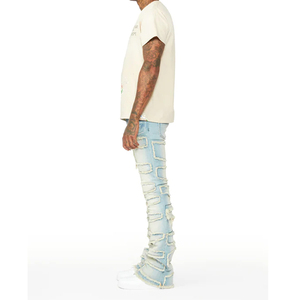 Pantalon de jogging unisexe personnalisé en velours côtelé empilé et vieilli, respirant, noir, décontracté, non tissé, 100 % coton, écologique - Product Image 5