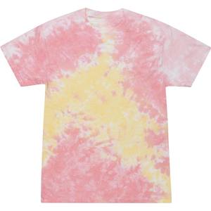 Camiseta Tie Dye de manga corta con cuello redondo y estampado rosa y amarillo - Product Image 1