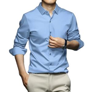 Chemises pour hommes unies décontractées de qualité supérieure 100% chemises en gros en coton biologique personnaliser la conception chemises à manches longues - Product Image 1