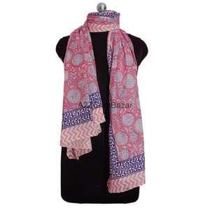 100% Cotton Skin-Friendly Breathable Soft Argyle & Floral Digital Print Women's Regular Scarf for Daily Wear - Product Image 1