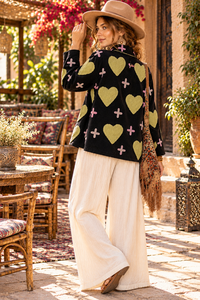 Handcrafted <b>Black</b> Velvet Jacket Suzani Embroidery, Floral Boho Heart Print Style <b>women's</b> <b>winter</b> <b>coat</b> - Product Image 2