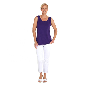 Womens Cropped Sleeveless Tank Top Blue Spandex Polyester <b>Blend</b> Casual & Activewear Sleeveless Shirt OEM Private Label Supplier - Product Image 3