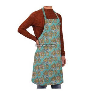 Delantal de algodón hecho a mano con estampado artesanal, cintura ajustable para uso doméstico, en cocinas y comercial (cafeterías, barberías) - Sarga tejida - Product Image 4