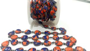 Natural Carnelian lapis <b>Copper</b> Turquoise Free Shape Briolette 10-15mm Bezel Connector <b>Chain</b> - Product Image 4