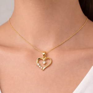 Collar de Plata de Ley 925 con Corazón de Diamante - Joyería Hecha a Mano para Regalo - Product Image 1