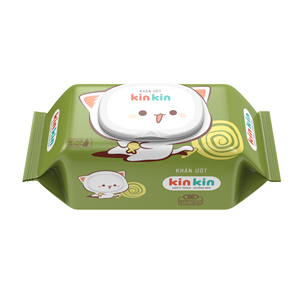 Produits d'hygiène pour bébés, lingettes humides Kinkin, écologiques, 100 pièces, non tissées, antibactériennes et préventives contre les éruptions cutanées, fabriquées au Vietnam - Product Image 1