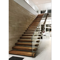 Escalier flottant en bois massif avec bandes LED à détection de mouvement, design moderne pour appartements, duplex, espaces loft, installation DIY