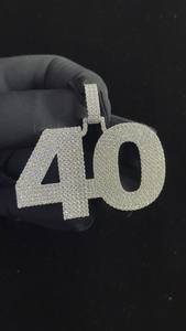 Colgante de Lujo con Número Personalizado, Estilo HipHop, Chapado en Oro de 18K, Plata de Ley 925, con Moissanita, Diseño Iced Bling - Product Image 2