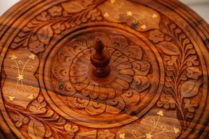 Hand-Carved Wooden Roti <b>Box</b> <b>with</b> <b>Lid</b>: Rustic Kitchen <b>Decor</b> - Product Image 3
