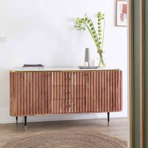 Aparador Vandana Stellar Flux de madera de acacia y mármol blanco - Product Image 2