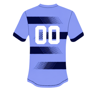 Conjunto de Pantalones Cortos y Camiseta de Rugby Azul Marino Lavanda, Manga Corta, Cuello Redondo, Uniforme de Equipo a Rayas, Personalizable, Transpirable, para Entrenamiento y Alto Rendimiento - Product Image 5