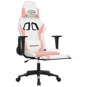Silla de Juego de Piel Sintética Blanca y Rosa con Base de Madera Contrachapada y Espuma Metálica - Asiento Duradero y Elegante para Gamers - Product Image 3