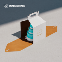 Invitations de mariage personnalisées faites à la main avec lamination mate et gaufrage, fleurs préservées de luxe, boîte à gâteau (INNORHINO)