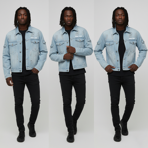 Veste en jean vintage délavée surdimensionnée OEM, style streetwear, hip-hop, personnalisée, en denim bleu, pour homme, décontractée et élégante - Product Image 1