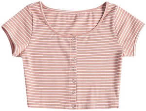 เสื้อครอปพิมพ์ลายโลโก้ตามสั่ง สำหรับเด็กผู้หญิง คอกลม แขนสั้น ทรงเข้ารูป ผ้าคอตตอน/สแปนเด็กซ์  แบบริบ  รักษ์โลก ลายดอกไม้ ขายส่ง - Product Image 3