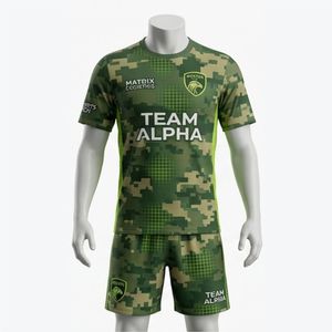 ชุดฟุตบอลชาย MATBIX CLOTHINGS ลายพรางพิมพ์ลายแบบ Sublimated ระบายเหงื่อได้ดี ชุดทีมฟุตบอลอัลฟ่า ขายส่ง - Product Image 1
