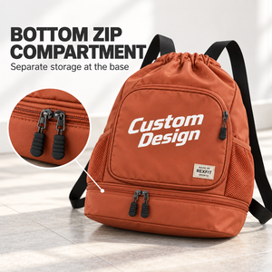 Sac à dos de sport personnalisé avec cordon de serrage pour équipement de squash, avec poche latérale en filet, poche avant et base à double fermeture éclair - Product Image 2