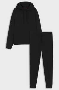 Sweat-shirt à capuche noir pour homme, manches longues, couleur unie, décontracté, avec poches latérales, coupe classique, poids moyen, 100% coton, automne - Product Image 2