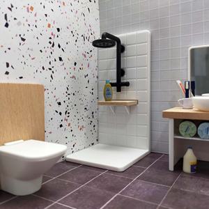 Accesorios para casa de muñecas en miniatura 1:12, juego de bañera, inodoro, ducha y lavabo para decoración de escenas de baño en miniatura. - Product Image 6