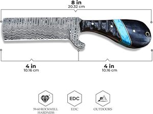 Couteau de boucher de cowboy en acier Damas forgé à la main, lame fixe pleine longueur, manche en corne de taureau, personnalisable OEM, avec étui en cuir plat - Product Image 4