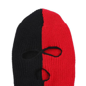 Cagoule unisexe respirante, imperméable et ajustable en tricot, masque de ski à 3 trous, couvre-visage rayé rouge et noir, pour sports de plein air - Product Image 3