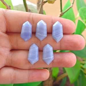Ágata Azul Encaje Hexagonal Alargada 10x19mm, Pulida a Mano, Gema Suelta Tallada para Fabricación de Joyas, Accesorios al por Mayor - Product Image 6