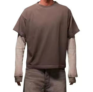 T-shirt en coton double couche de qualité supérieure pour homme avec impression de logo personnalisé |   Tissu lourd |   Fabricant en gros OEM et ODM - Product Image 1