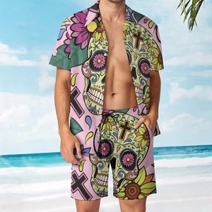 Ensemble de vêtements de plage hawaïen pour hommes, chemise à fleurs à manches courtes ample et short décontracté, ensemble deux pièces pour hommes, chemises de plage - Product Image 2