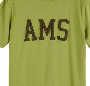 Chenille embroidered T-shirt green soft stretch cotton jersey round neck Towelled shirt T-shirt men - Product Image 6