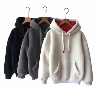 เสื้อฮู้ดฟลีซแบบสวมหัวทรงโอเวอร์ไซส์ น้ำหนักมาก ระบายอากาศได้ดี สำหรับทุกเพศ มีกระเป๋า เหมาะสำหรับฤดูหนาว - Product Image 1