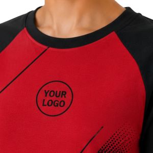 Women <b>Red</b> and Black Raglan T Shirt Custom Logo Crew Neck Short Sleeve Polyester Cotton Sports Casual Summer Tee OEM ODM Apparel - Product Image 6