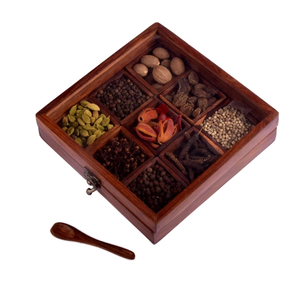 Caja de especias de madera personalizada, la más vendida, caja de almacenamiento de té y especias de madera con soporte rectangular para uso en la cocina. - Product Image 3
