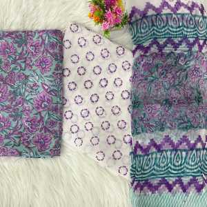 Colección de Verano: Traje Salwar Estampado a Mano con Dupatta de Chiffon, Material Salwar Kameez, Estilo Indio-Pakistaní, Traje Casual - Product Image 1